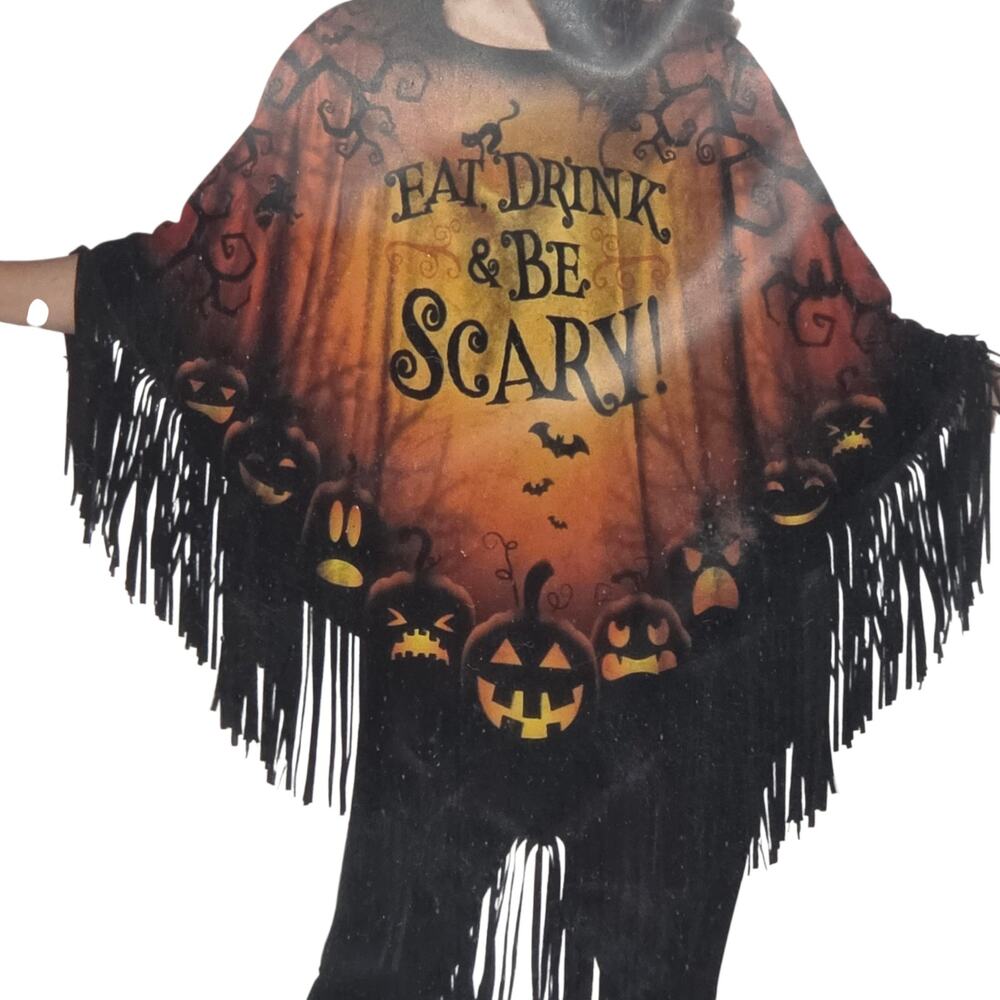 Way to Celebrate Women's Eat, Drink, & Be Scary Halloween Poncho Costume XS-XL